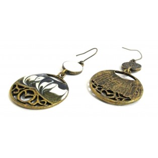 STORM IN CUP Black White Gold Oxidized Earring-Drop Long Dangling Hook Classy P4